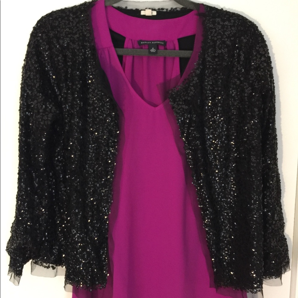 Sequin and tulle cardigan